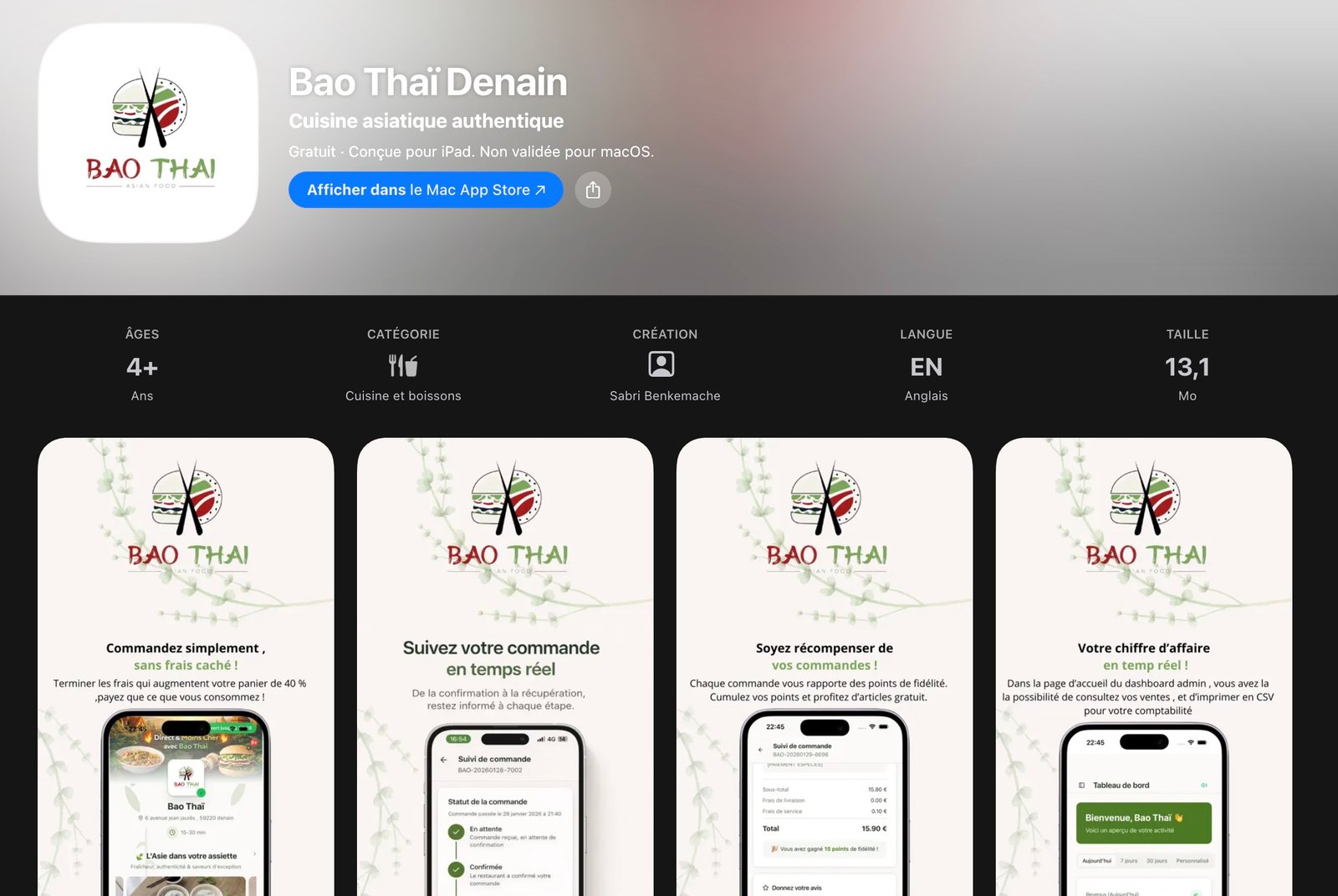 Application Bao Thaï Denain sur App Store